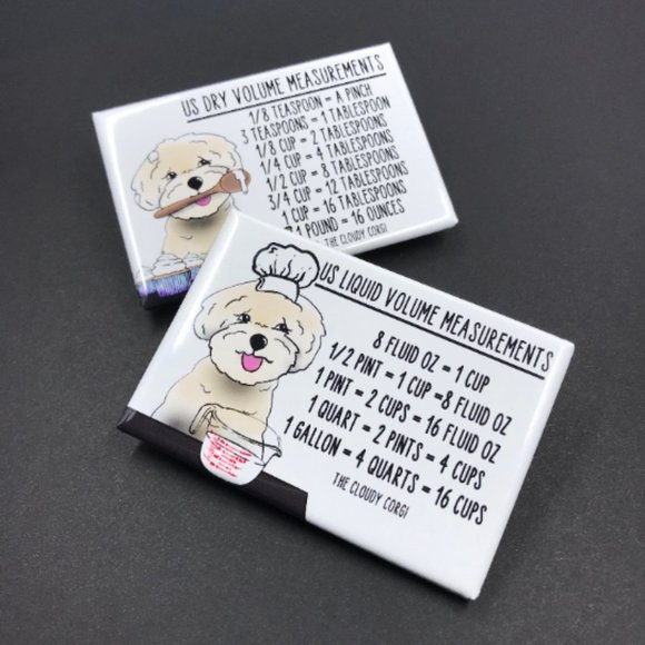 Shih Tzu Dog Measuring Chart Magnet Set Handmade Kitchen Cooking Baking Guide - Picture 2 of 7